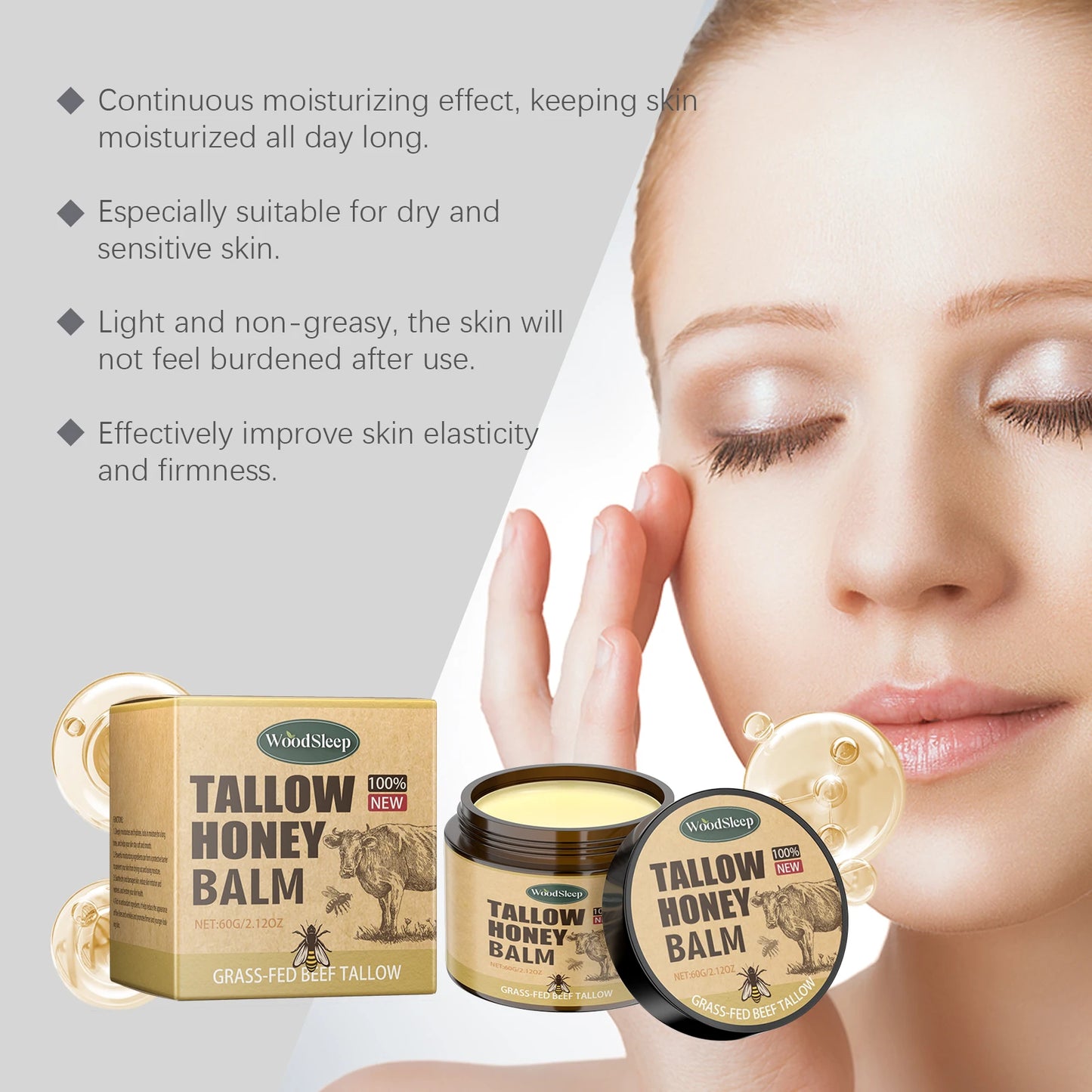 Whipped Beef Tallow and Honey Balm Skin Face Moisturizer Fast
