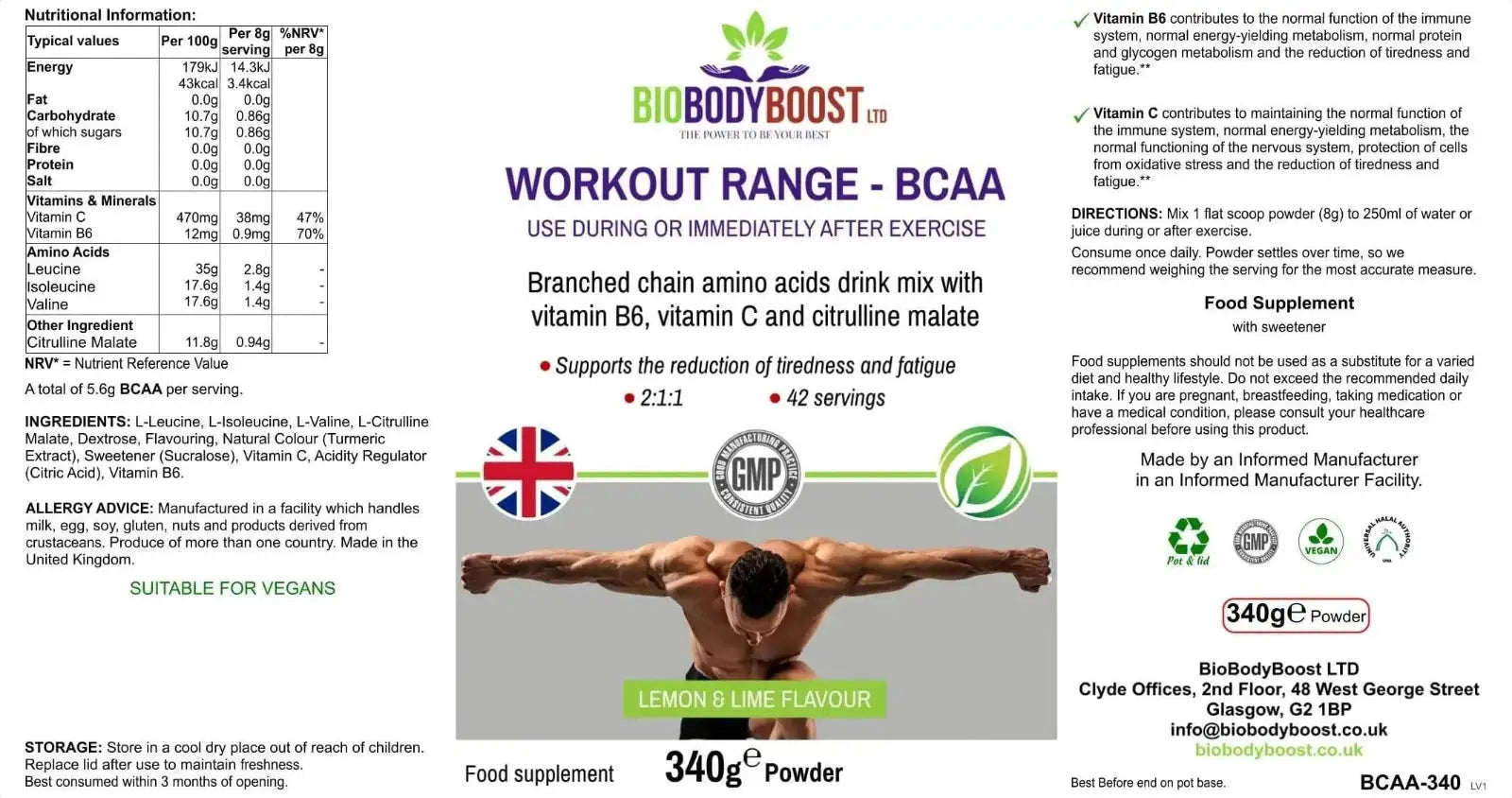 BCAA Amino Acids Drink Mix – Muscle & Endurance-4